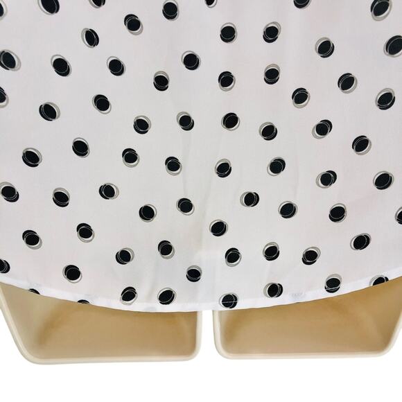 Elle White Black Polka Dot Sleeveless Top Ruffle Front Keyhole Button Closure - Picture 9 of 16
